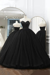Black Tulle Long Ball Gown Prom Dresses,Vintage Long Evening Dress