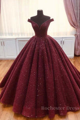 Burgundy tulle sequin long prom dress, burgundy long evening dress