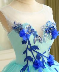 Cute A Line Blue Tulle Mini/Short Prom Dress, Blue Homecoming Dress