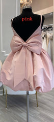 Cute V-Neck Short Party Cocktail Dress with Bow