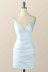 Light Blue Straps Bodycon Mini Dress