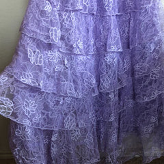 Lilac Lace Long prom dress Evening Gown Party Dress