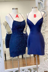 Mermaid Backless Blue Lace Prom Dress, V Neck Blue Homecoming Dress, Blue Lace Formal Evening Dress