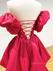 Mini/Short Red Satin Short Prom Dresses, Short Homecoming Dress