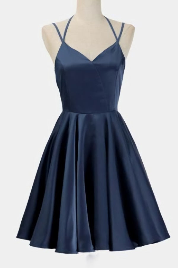 Navy Blue Short Prom Dress Juniors Homecoming Dresses
