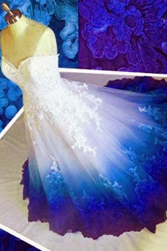 Popular Prom Dresses,Colored Prom Dress, Sweetheart Appliques Prom Dresses,Modern Wedding Dress