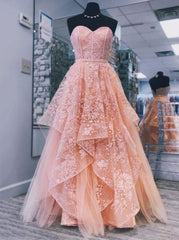 Princess Sweet 16 Dress Sweetheart Neck Tulle Long Prom Dress
