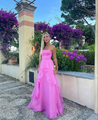simple pink prom dress,modest evening dresses