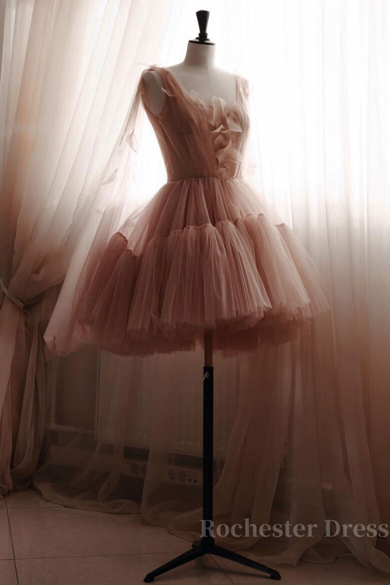 Simple tulle short prom dress, tulle homecoming dress