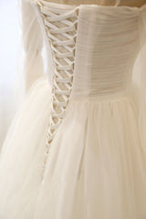 Simple white tulle long prom dress white tulle bridesmaid dress