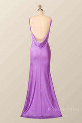 Simply Lilac Mermaid Long Dress with Open Back
