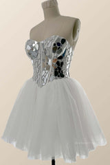 Sweetheart Mirror Glass A-line Short Dress