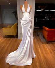 White Prom Dress, Sexy Prom Dresses, Long Evening Dress